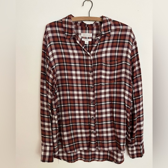 Treasure & Bond button down plaid long sleeve top - Picture 2 of 5